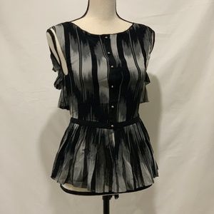 BRUCE Ruffled Black & Gray Blouse 4